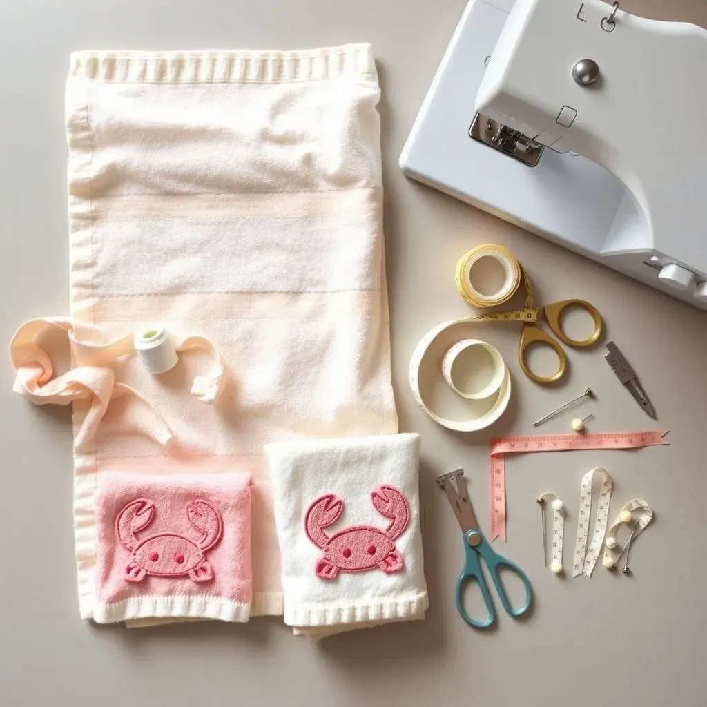 Gathering Supplies to Make a Baby Hooded Towel