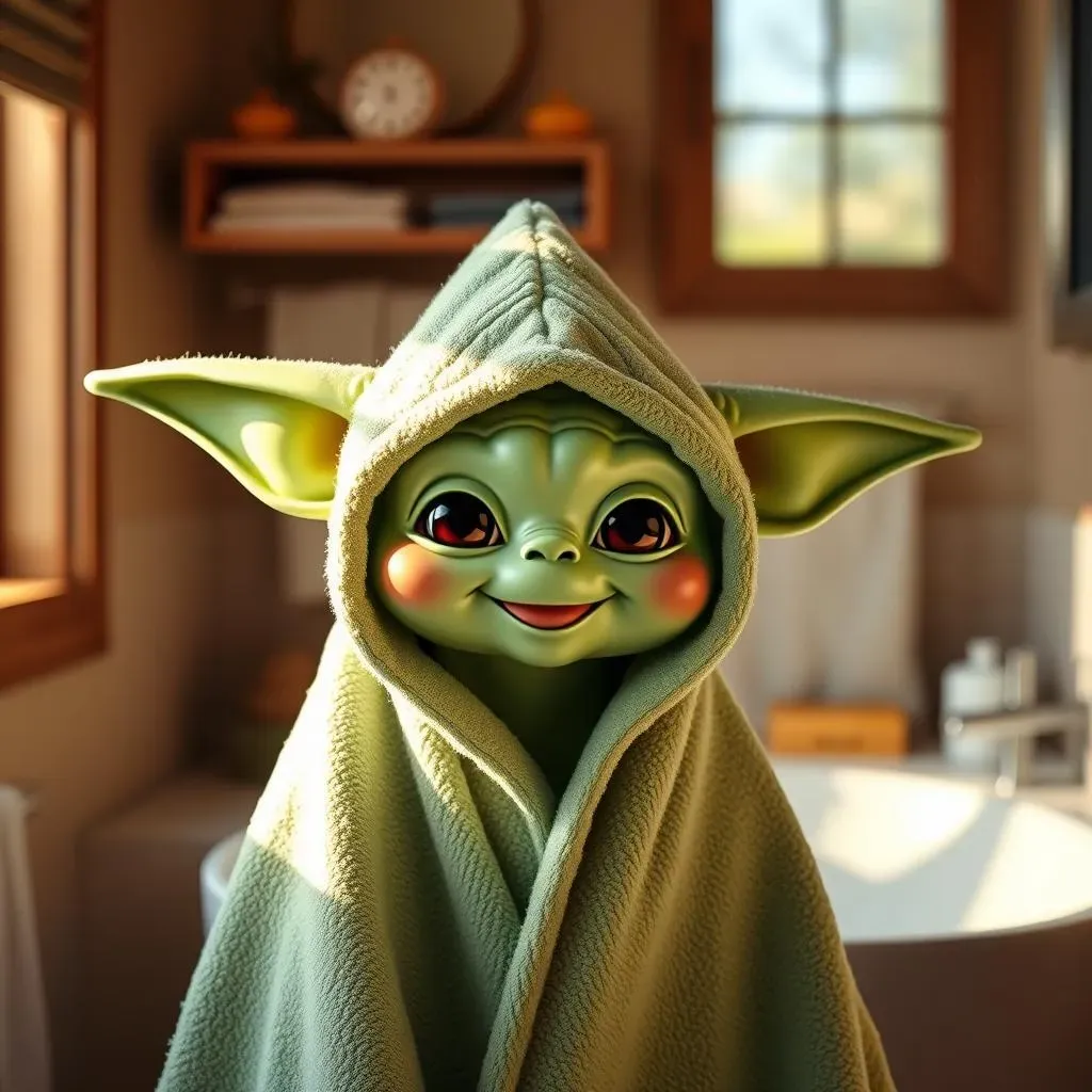 Making Bath Time Fun with a Baby Yoda Hooded Towel